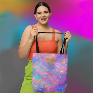 Tote Bag Élégant Opale Abstraite Gold Fire Opal Nom personn