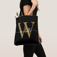 Élégant Or Noir Féminin Personnalisé Monogrammé