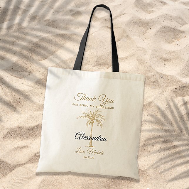 Tote Bag Elégant Palm Arbre d'or Mariage Merci (Créateur téléchargé)