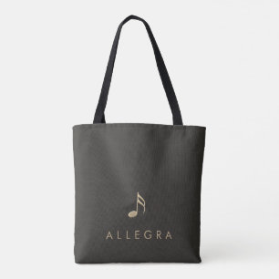 Tote Bag Elégant Personnalisé Embossé Gold Music Note