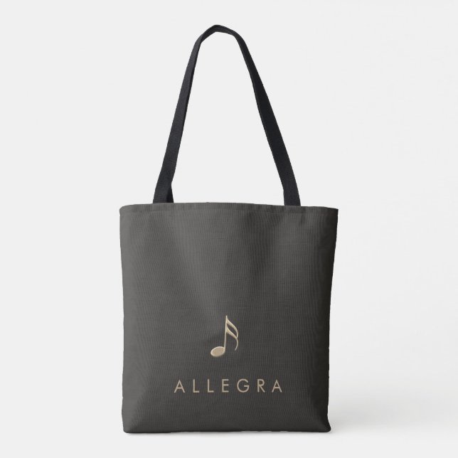 Tote Bag Elégant Personnalisé Embossé Gold Music Note (Dos)