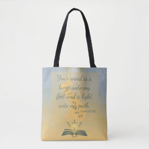 Tote Bag Élégant Psaume Aquarelle 119:105