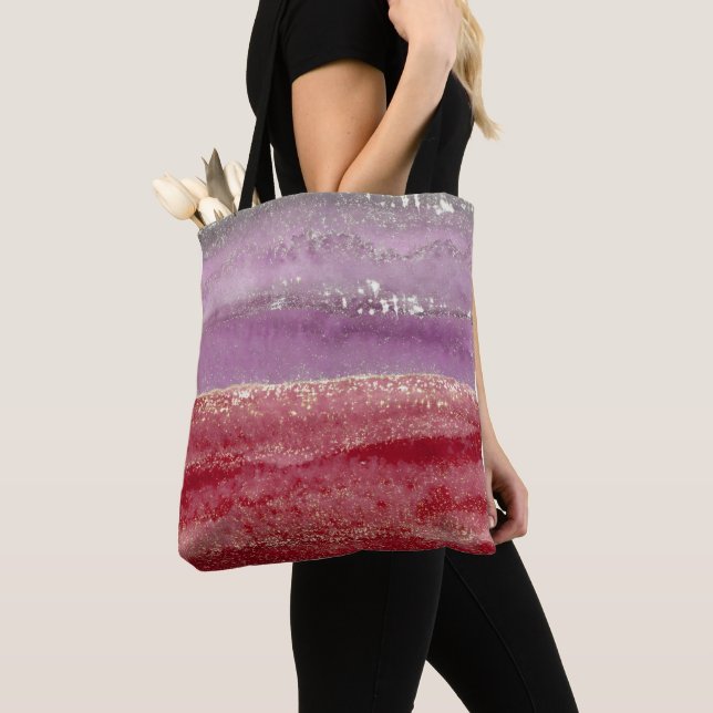 Tote Bag Elegant purple and gold glitter (De près)
