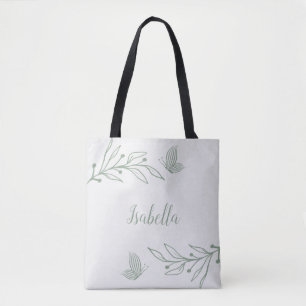 Tote Bag Élégant romantique floral vert sauge