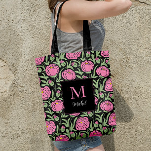 Tote Bag Elégant rose Peony Flowers Personnalisé