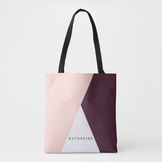 Tote Bag Élégant rougissent le rose et les triangles (Devant)