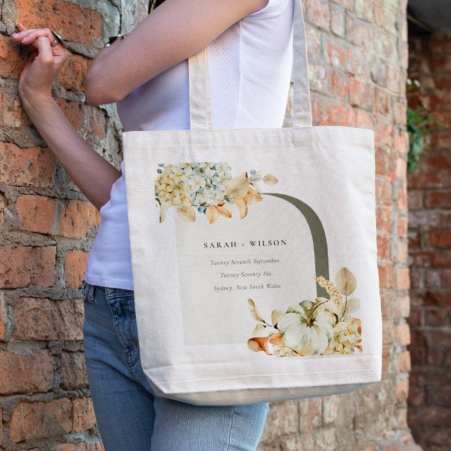 Tote Bag Elégant Rustique Citrouille d'automne Arch Mariage (Créateur téléchargé)