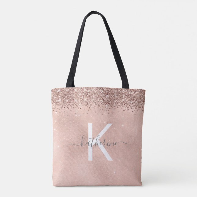 Tote Bag Élégant script de monogramme de Parties scintillan (Dos)