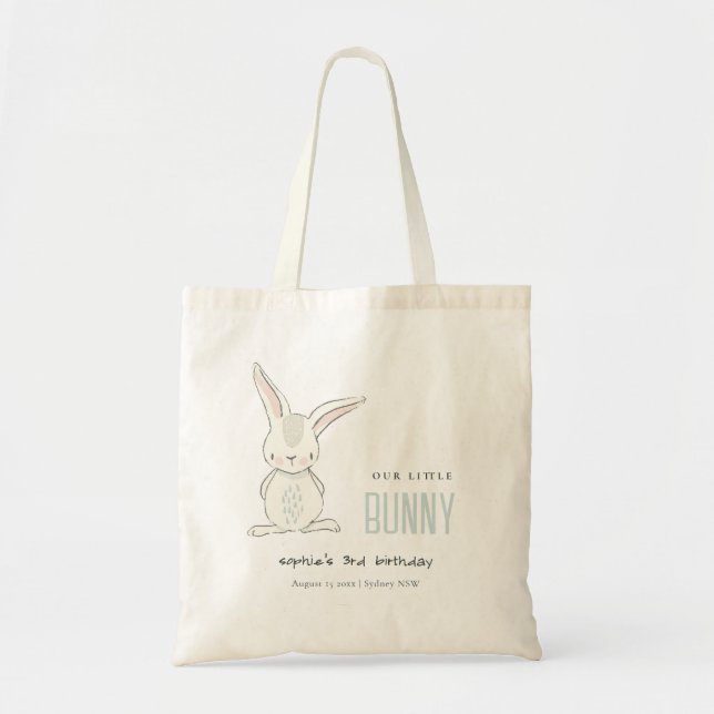 Tote Bag Élégant Simple Cute Blue Bunny Boys Anniversaire d (Devant)