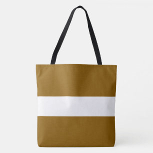Tote Bag Élégant Sportif Large Brun Doré Rayures Blanches