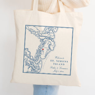 Tote Bag Élégant St. Simons Island Georgia Mariage de carte