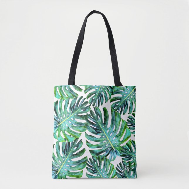 Tote Bag Elégant Tropical Hawaii Monstera Feuille photo (Devant)