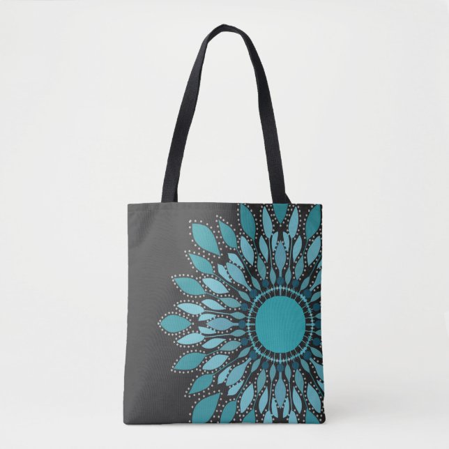 Tote Bag Elégant Turquoise Lotus Flower Mandala (Devant)
