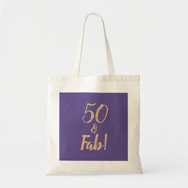Tote Bag Élégant Violet "50 & Fab !" Fête du 50e anniversai (Devant)