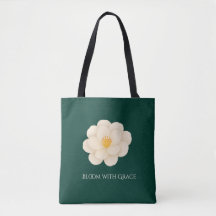 Elegant White Camellia Deep Green Botanical Bloom 