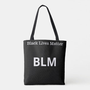 Tote Bag Elegant White Lives Matter BLM Texte sur Fond Noir
