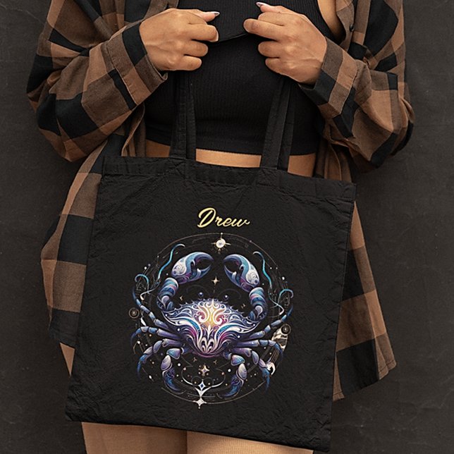 Tote Bag Elégante aquarelle Cancer Zodiac noir (Créateur téléchargé)