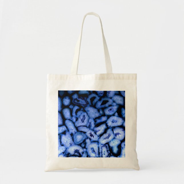 Tote Bag Elégante bâtonnets bleus pierres précieuses quartz (Devant)