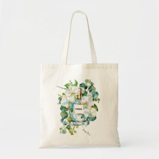 Tote Bag Élégante Bouteille de Parfum avec Orchidée Blanche