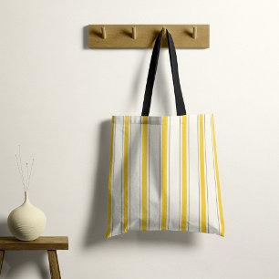 Tote Bag Élégante Cabane Méditerranéenne Rayure Jaune Citro