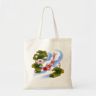 Tote Bag Élégante carpe de koi dans un étang de lotus