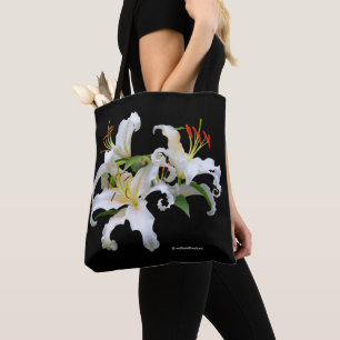 Tote Bag Elégante Casablanca White Oriental Lilies