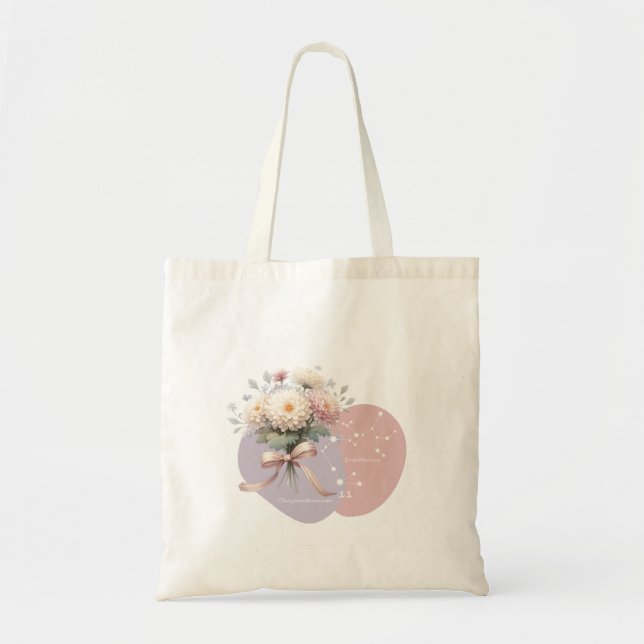Tote Bag Elégante Chrysanthemum Sagittarius Constellation (Devant)