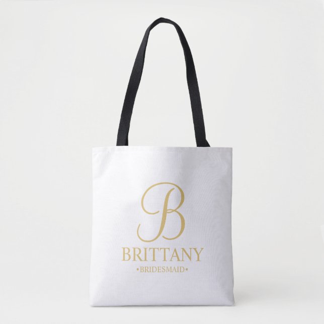Tote Bag Élégante demoiselle d'honneur personnalisée blanch (Devant)