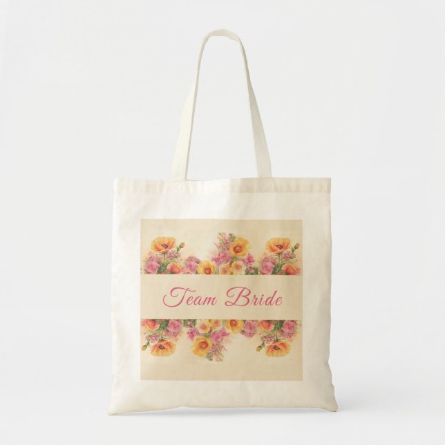 Tote Bag Élégante Épouse Rose Et Peach Floral (Devant)