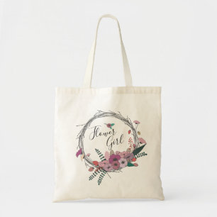 Tote Bag Élégante et moderne fille de fleurs à couronne de 