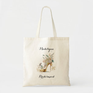 Tote Bag Élégante femme de chambre moderne verte et or