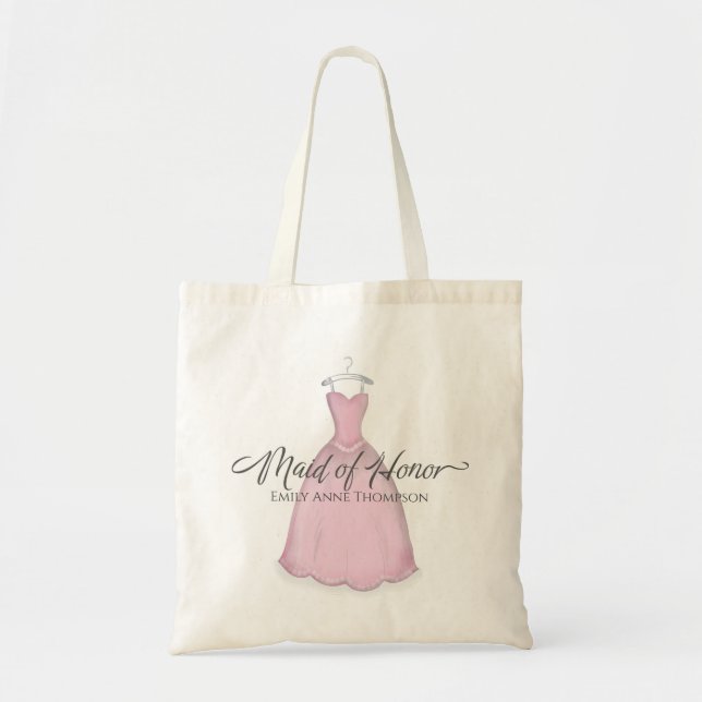 Tote Bag Élégante femme de mariage d'honneur robe rose mode (Devant)