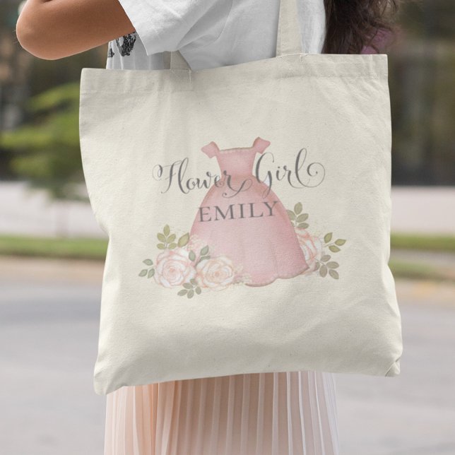 Tote Bag Élégante Fleur Fleur Moderne Blush Rose Floral (Créateur téléchargé)