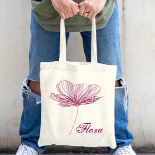 Tote Bag Élégante Fleur violette mignonne Boho Girly Artsy 