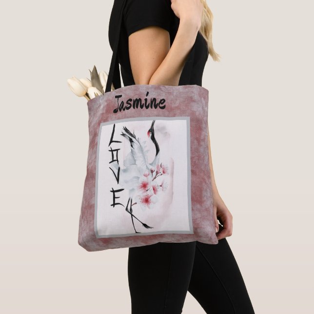 Tote Bag Élégante grue coréenne - L'amour de Valentine (De près)