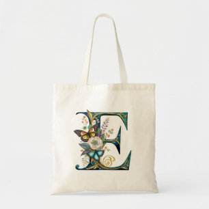 Tote Bag Élégante lettre florale bohème E