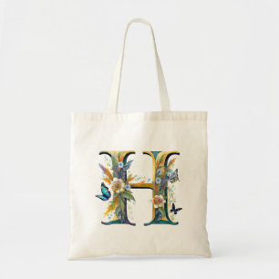 Tote Bag Élégante lettre florale bohème H