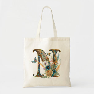 Tote Bag Élégante lettre florale bohème N