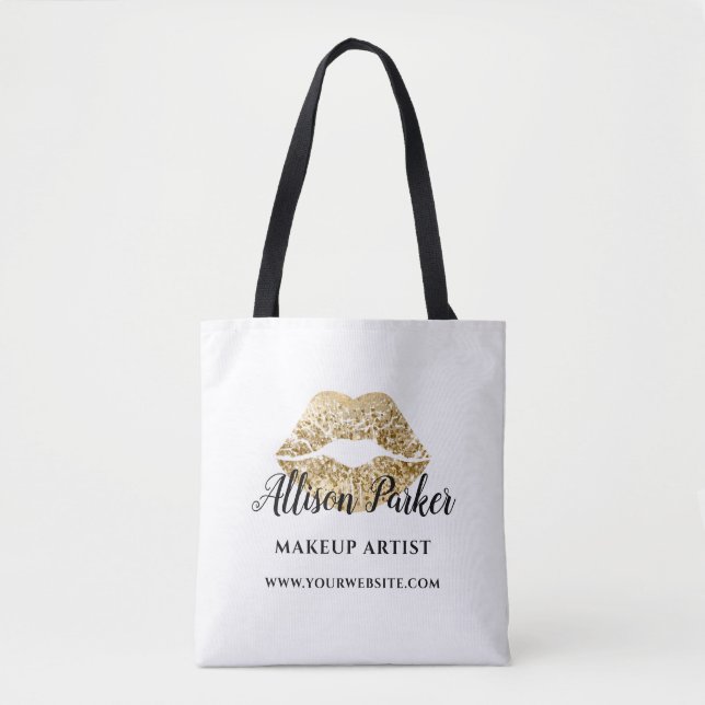 Tote Bag Elégante lèvres d'or Elégant maquilleur Artiste (Devant)