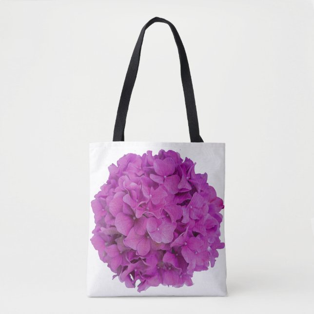 Tote Bag Elégante magenta rose hydrangée florale roses (Devant)