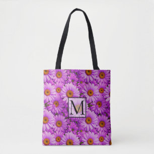 Tote Bag Élégante marguerite florale magenta rose foncé