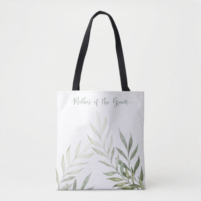 Tote Bag Élégante Mère de la Mariée au Feuillage Aquarelle  (Devant)