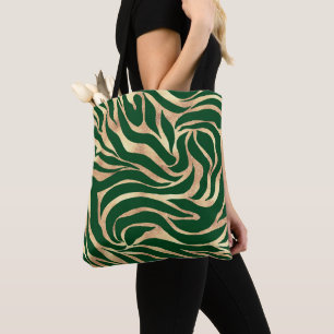 Tote Bag Elégante Parties scintillant d'or Zebra Green Pos