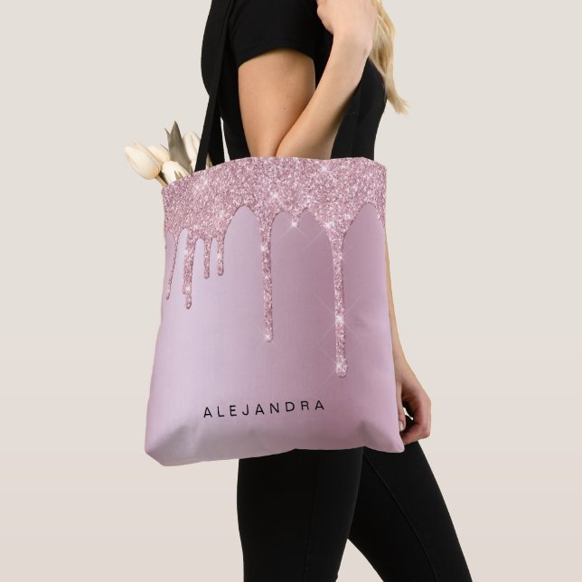 Tote Bag Elégante parties scintillant élégante en or rose r (De près)