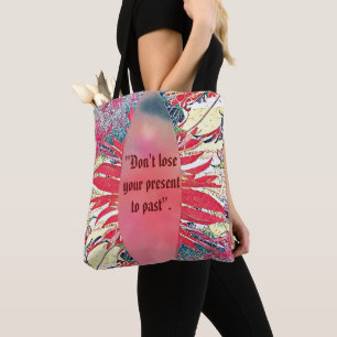 Tote Bag Elégante Pêche Poissons Feuillage Citation Art Abs