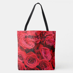 Tote Bag Élégante rose rouge fleurs rouges rouge floral rou