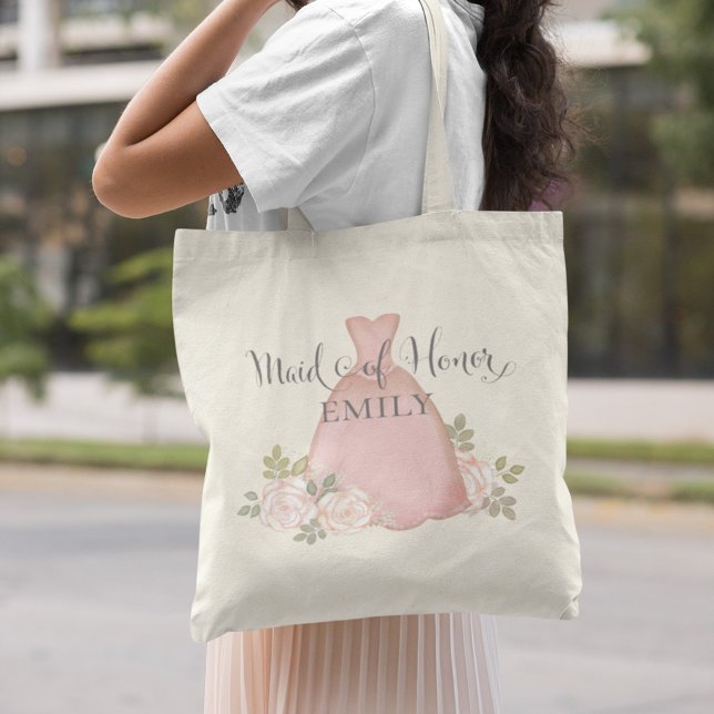 Tote Bag Élégante servante d'honneur Moderne rose rose pâle (Créateur téléchargé)