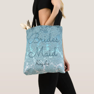 Tote Bag Elégante Turquoise Turquoise Vert Mariage Bridesma