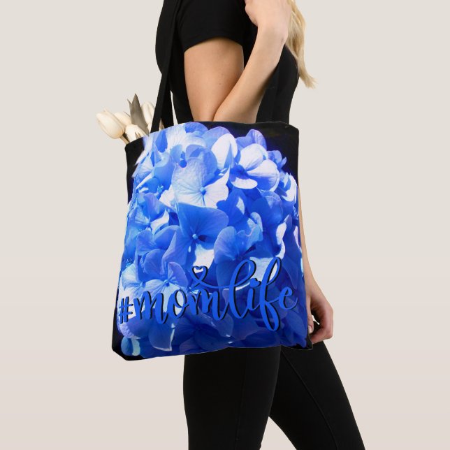 Tote Bag Élégantes fleurs d'hydrange bleue cobalt  (De près)