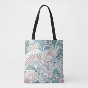 Tote Bag Élégants éventails victoriens vintage floraux dent